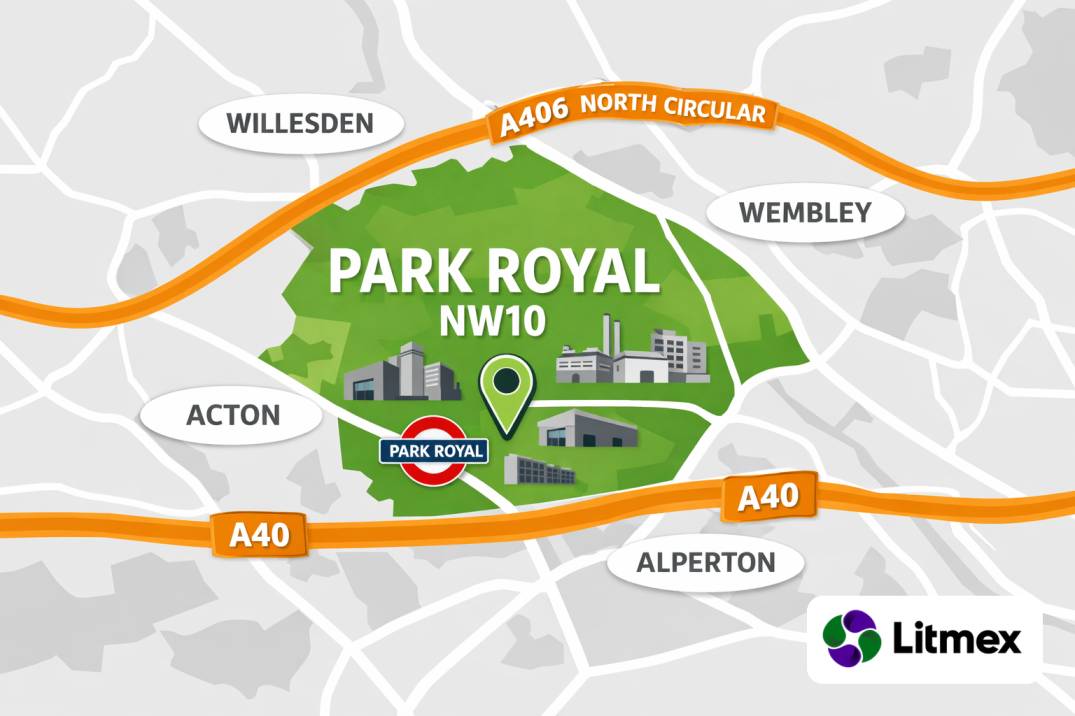 Map showing after builders cleaning coverage in Park Royal NW10 and nearby areas