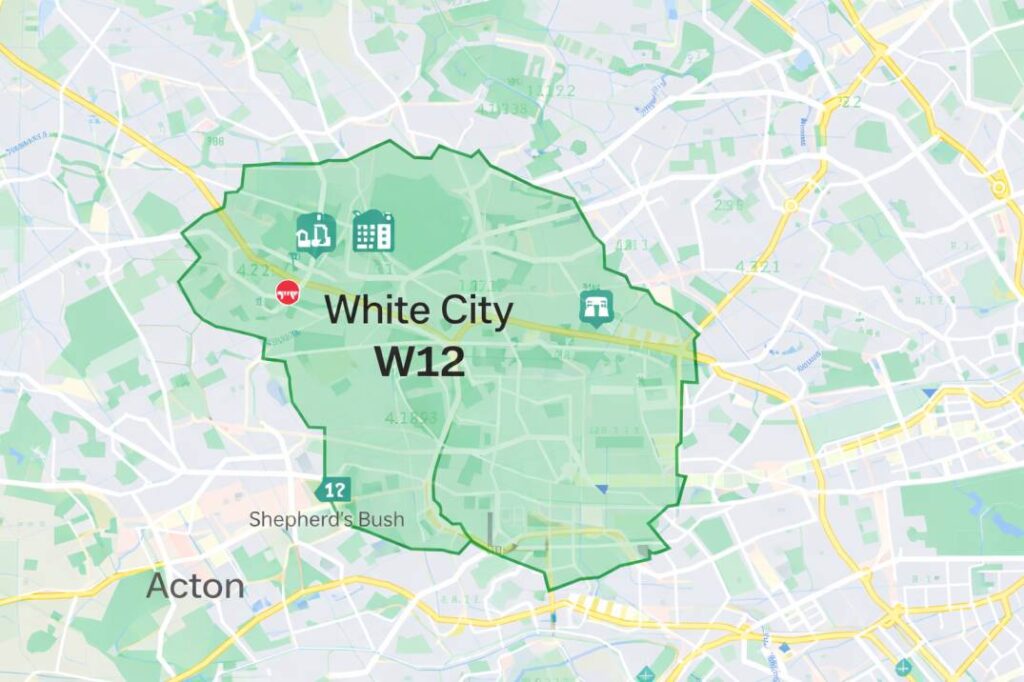 Map showing after builders cleaning coverage in White City W12