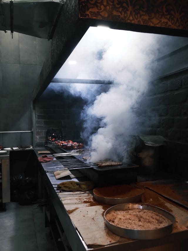 Kitchen canopy and extraction, commercial cleaning London for a commercial food site