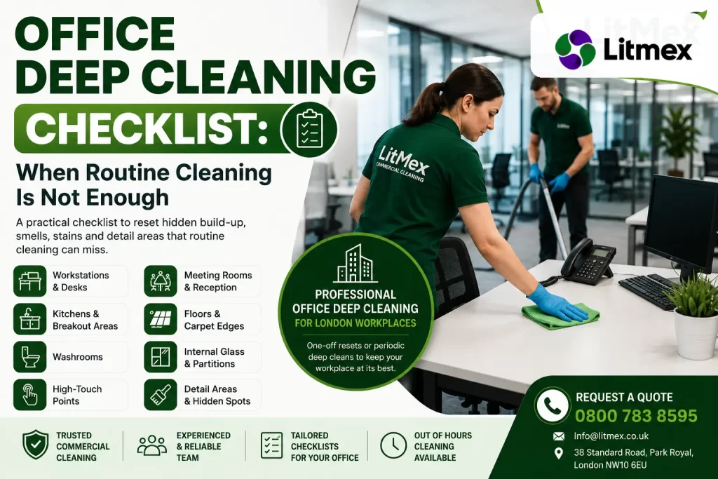 Office deep cleaning checklist for London workplaces