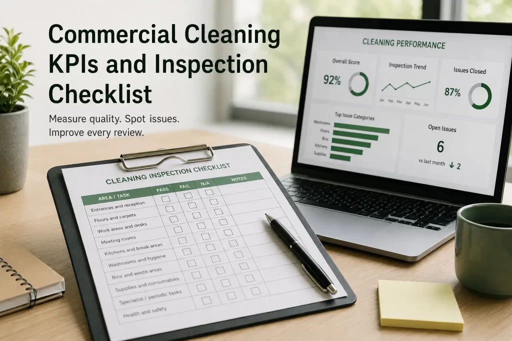 Commercial cleaning KPIs and inspection checklist for facilities managers