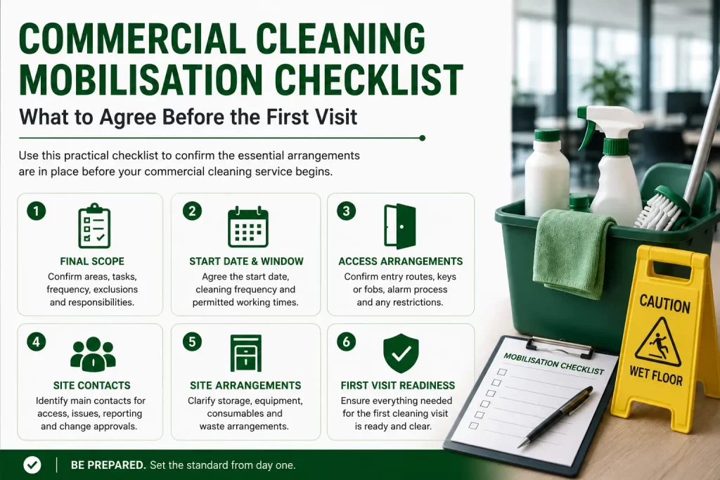 Commercial cleaning mobilisation checklist for facilities managers